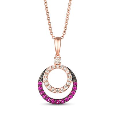Le Vian Diamond & Ruby Necklace 1/3 ct tw Diamonds 14K Strawberry Gold 18"