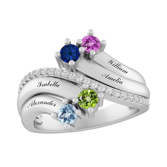 Color Stone Family Ring