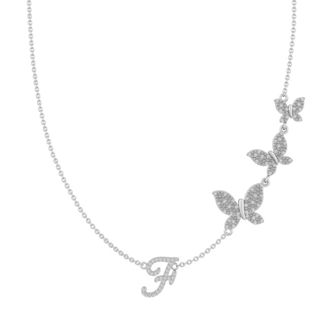 Diamond Butterfly Necklace 1/20 ct tw 10K Yellow Gold 18