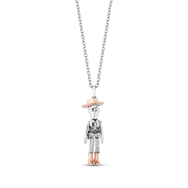 Kay Disney Treasures Toy Story "Woody" Diamond Necklace 1/15 ct tw Sterling Silver & 10K Rose Gold 19"