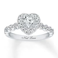 Neil Lane Diamond Engagement Ring 3/4 ct tw Heart & Round-cut 14K White Gold