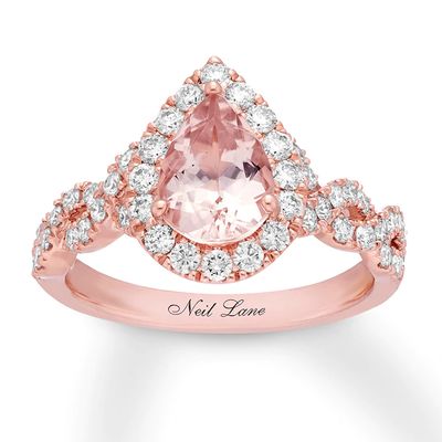 Kay Neil Lane Morganite Engagement Ring 3/4 ct tw Diamonds 14K Gold