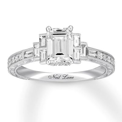 Neil Lane Emerald-cut Diamond Engagement Ring 1-3/8 ct tw 14K White Gold