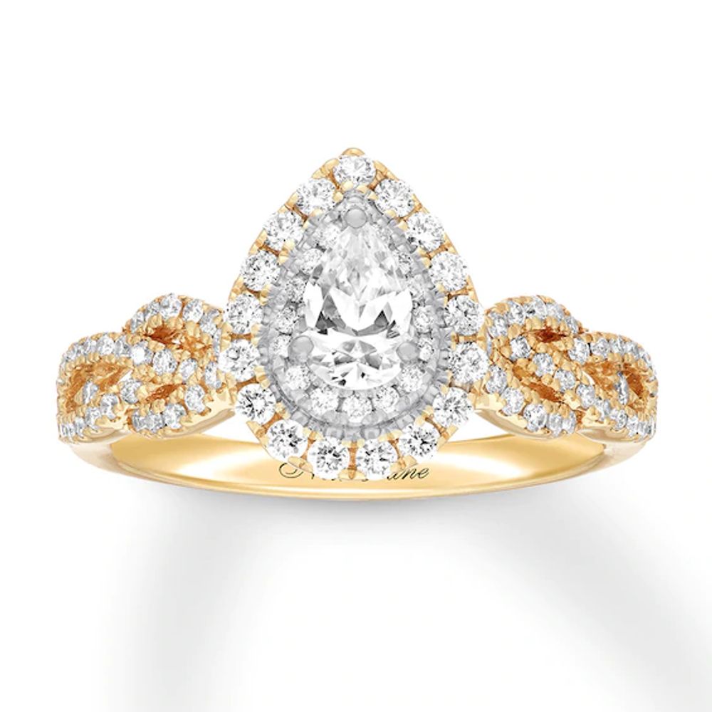 Neil Lane Bridal Ring 7/8 ct tw Pear-Shaped Diamonds 14K Two-Tone Gold