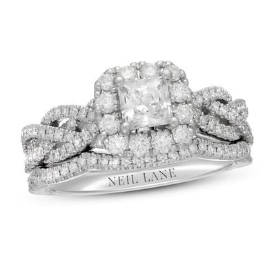 Neil Lane Diamond Bridal Set 1-3/8 ct tw Princess & Round 14K White Gold