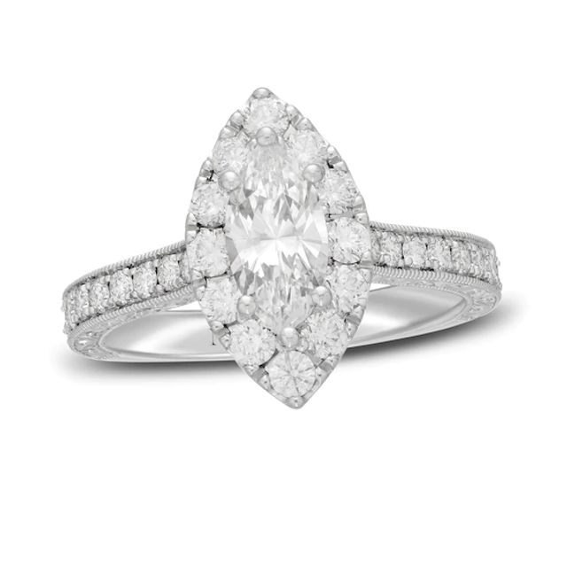 Neil Lane Diamond Engagement Ring 1-7/8 ct tw Marquise & Round 14K White Gold