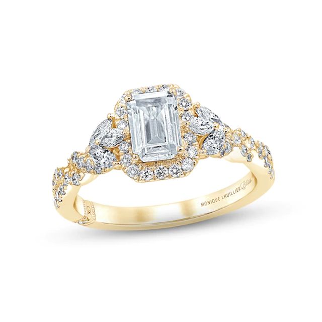 Monique Lhuillier Bliss Diamond Engagement Ring 1-3/8 ct tw Emerald