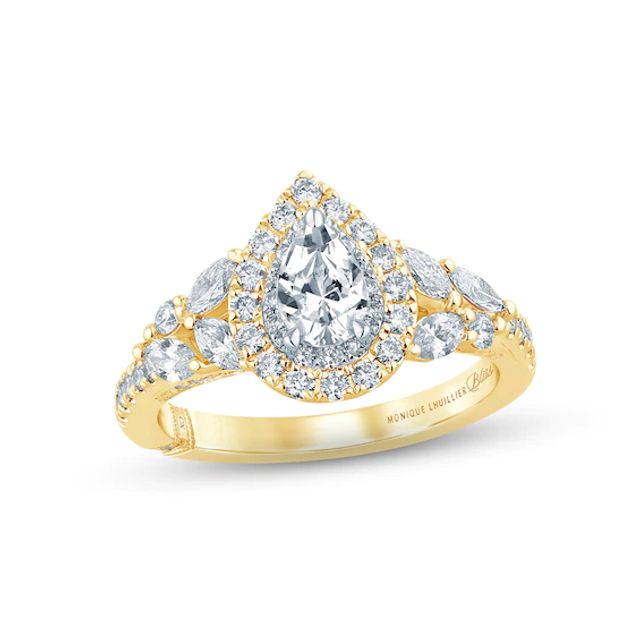 Monique Lhuillier Bliss Diamond Engagement Ring 1-1/4 ct tw Pear, Round & Marquise-cut 18K Two-Tone Gold