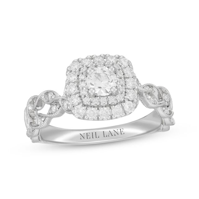 Neil Lane Round-Cut Diamond Twist Shank Engagement Ring 7/8 ct tw 14K White Gold