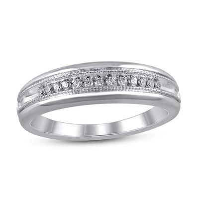 Diamond Wedding Band 1/10 ct tw 10K White Gold