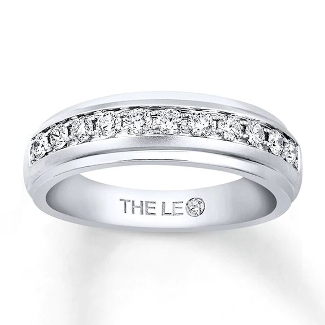 Men's THE LEO Diamond Wedding Band 1/2 ct tw Round-cut 14K White Gold
