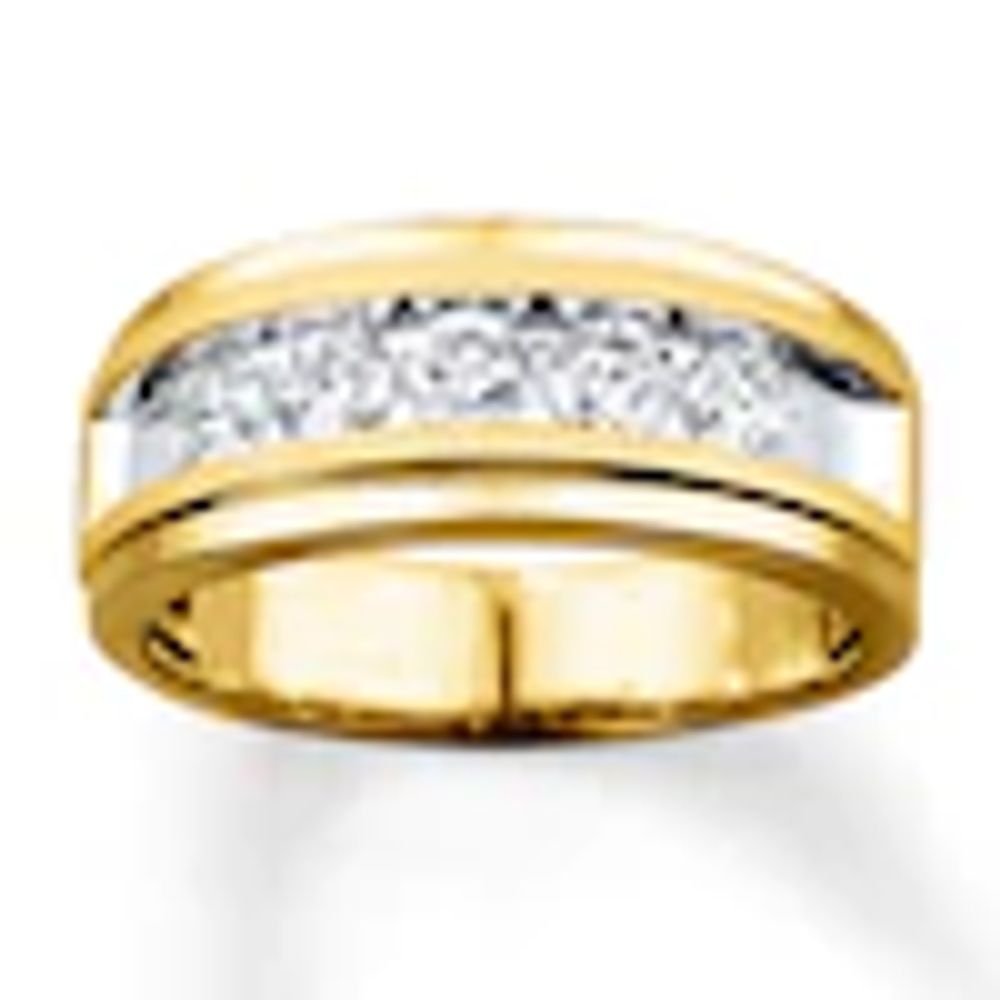 Kay Men's Diamond Ring 1 ct tw Round-cut 10K Yellow Gold