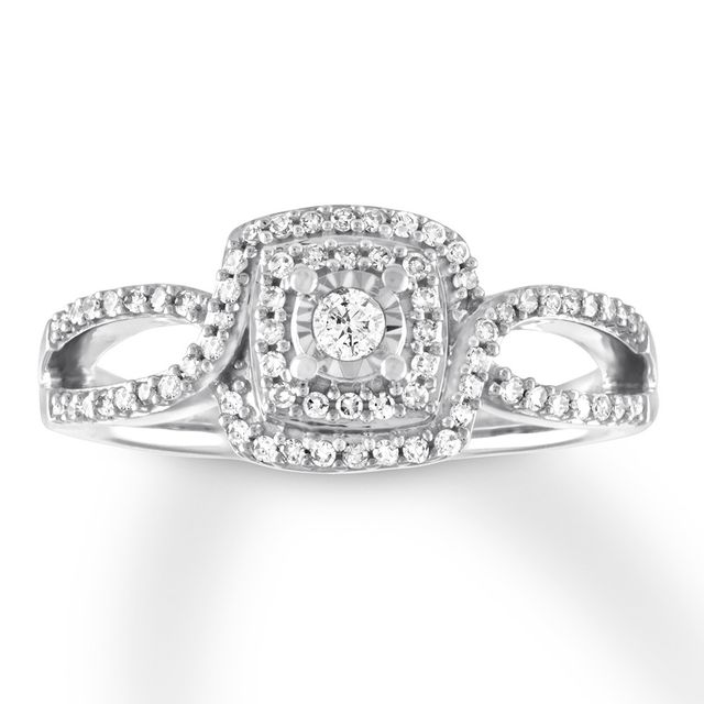 Diamond Promise Ring 1/4 ct tw Round 10K White Gold