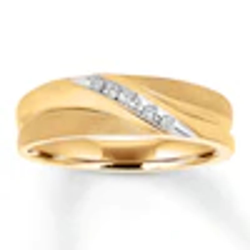 Kay Men's Diamond Wedding Band 1/15 ct tw 10K Yellow Gold