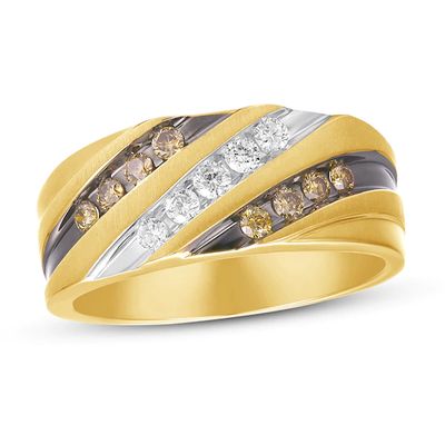 Kay Men's Brown Diamond Wedding Band 1/2 ct tw 10K Yellow Gold