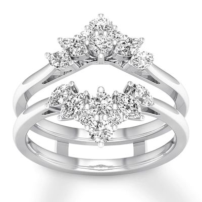 Diamond Enhancer Ring 3/4 ct tw Round/Marquise 14K White Gold