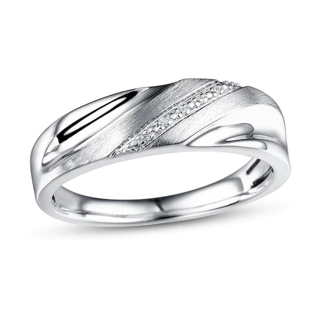 Kay Men's Wedding Ring Diamond Accents 10K White Gold