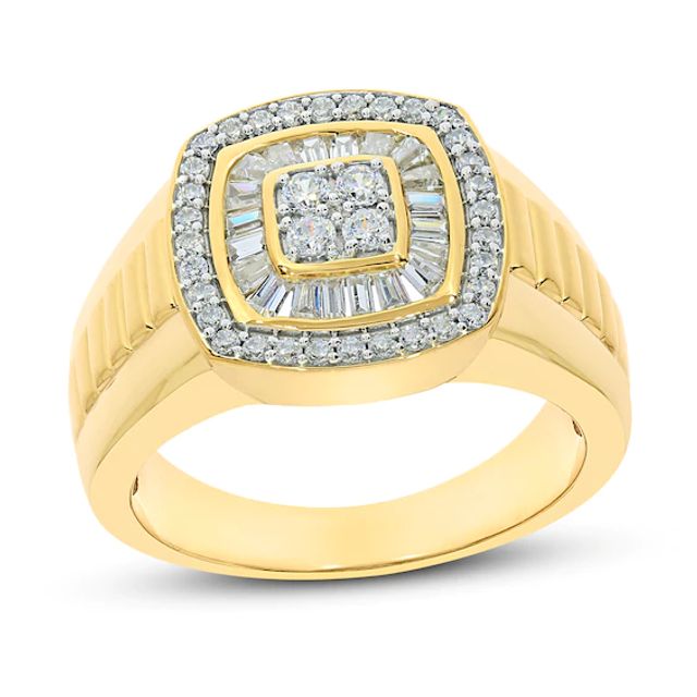 Kay Men's Diamond Fashion Ring 3/4 ct tw Round & Baguette 10K Yellow Gold