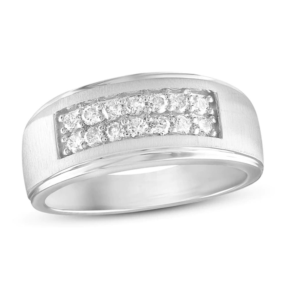 Men's Diamond Wedding Band 1/ ct tw Round-cut 10K White Gold