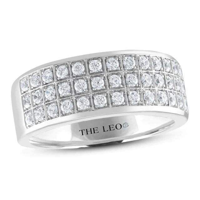 Kay THE LEO Diamond Men's Wedding Band 1 ct tw Round-cut 14K White Gold