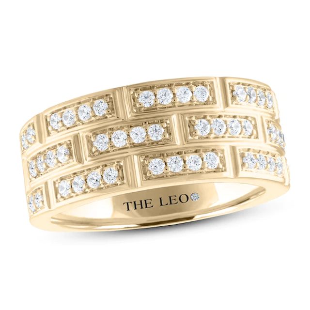 Men's THE LEO Diamond Wedding Band 3/4 ct tw Round-cut 14K Yellow Gold