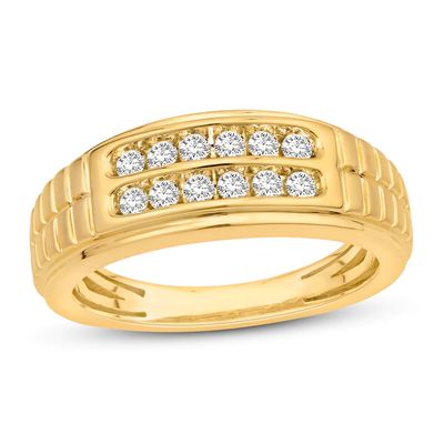 Men's Diamond Wedding Band 1/2 ct tw 10K Yellow Gold