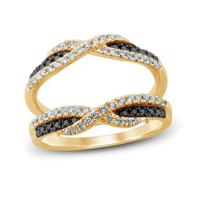Black & White Diamonds 1/2 ct tw Enhancer Ring 14K Yellow Gold