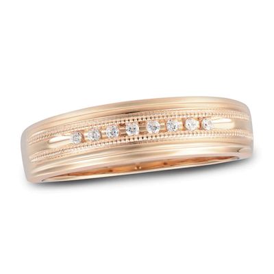 Men's Diamond Wedding Band 1/10 ct tw Round-cut 10K Rose Gold