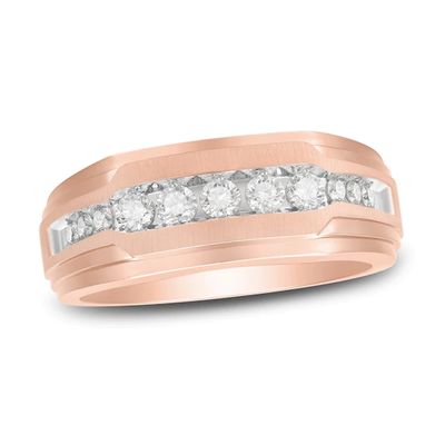 Men's Diamond Wedding Band 1/2 ct tw Round-cut 10K Rose Gold