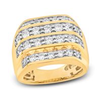Men's Diamond Four-Row Ring 3 ct tw Round-cut 10K Yellow Gold