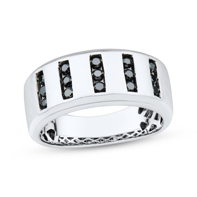 Men’s Round-Cut Black Diamond Anniversary Band 1/2 ct tw 10K White Gold