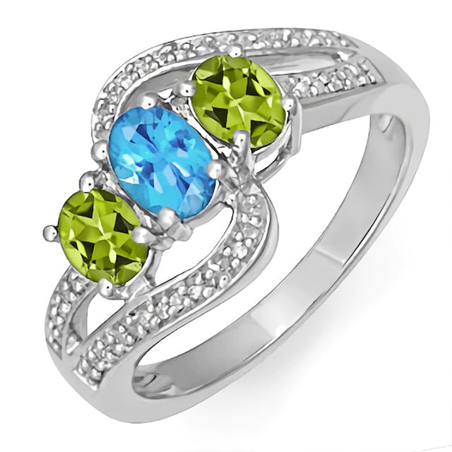 Oval-Cut Birthstone & Diamond Ring