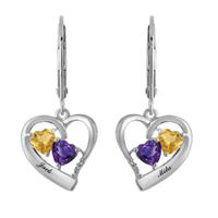 Birthstone Couple's Heart Earrings