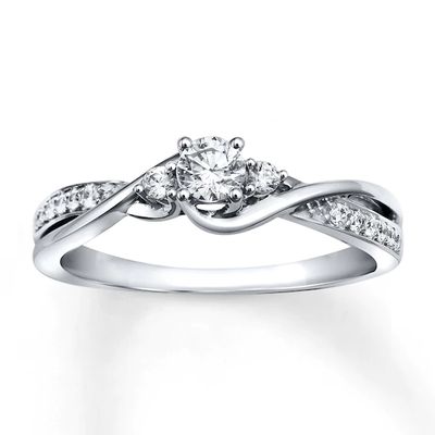 Memories Moments Magic Diamond Engagement Ring 1/3 ct tw Round-cut 10K White Gold