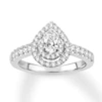 Kay Diamond Engagement Ring 1/2 ct tw Pear & Round 14K White Gold