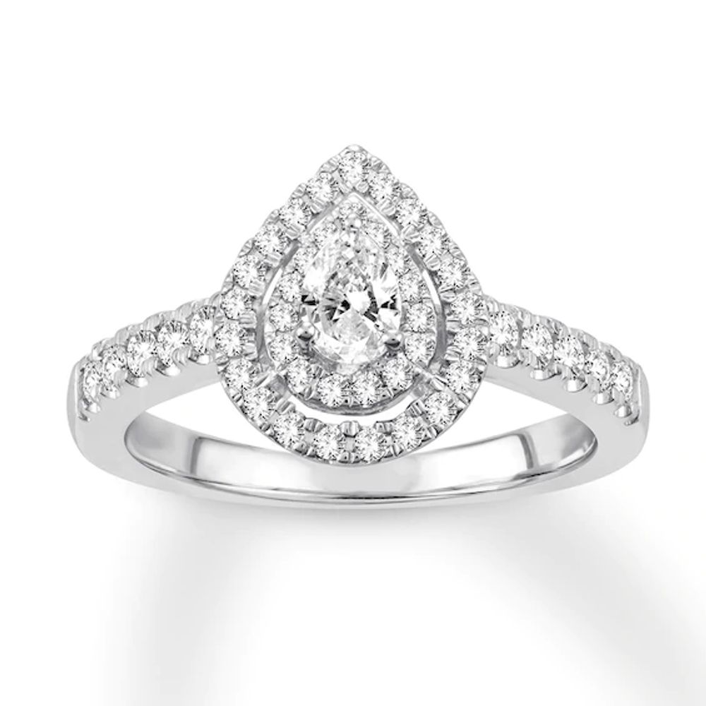 Kay Diamond Engagement Ring 1/2 ct tw Pear & Round 14K White Gold