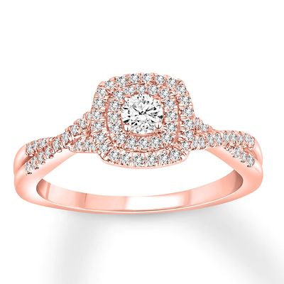 Now + Forever Diamond Engagement Ring 3/8 Carat tw 10K Rose Gold