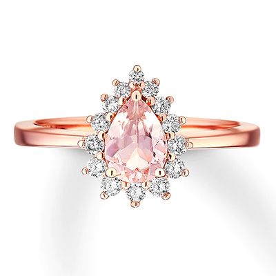 Morganite Engagement Ring 1/4 ct tw Diamonds 14K Rose Gold