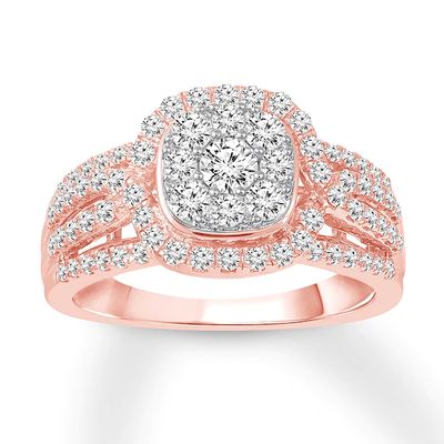 Diamond Engagement Ring 1 ct tw Round-cut 10K Rose Gold