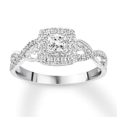 Kay Diamond Engagement Ring 3/8 ct tw Princess & Round-cut 10K White Gold