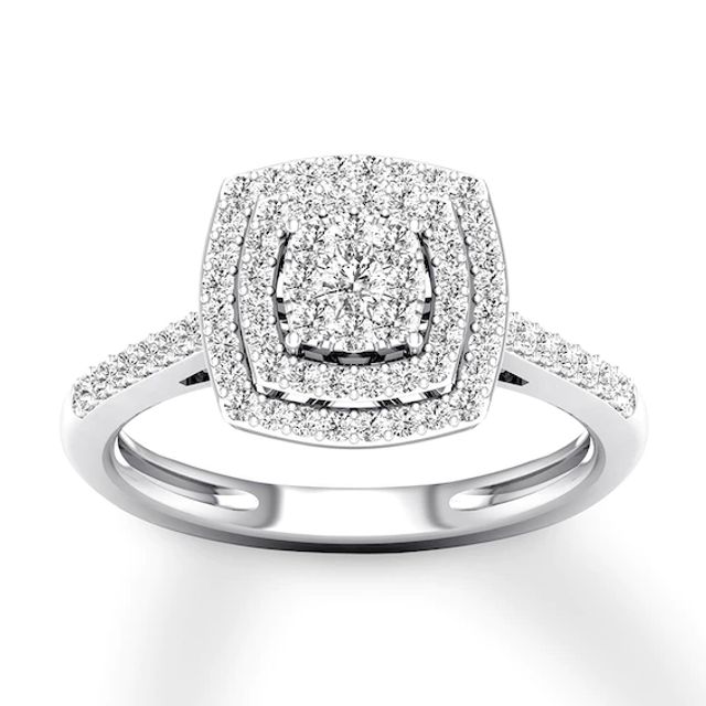 Diamond Engagement Ring 1/2 ct tw Round-cut 10K White Gold