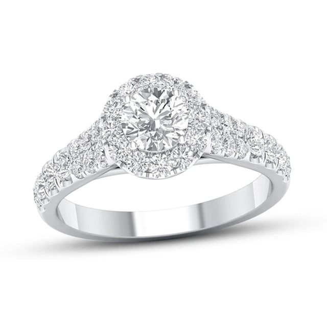 Certified Diamond Engagement Ring 1-1/5 ct tw 14K White Gold