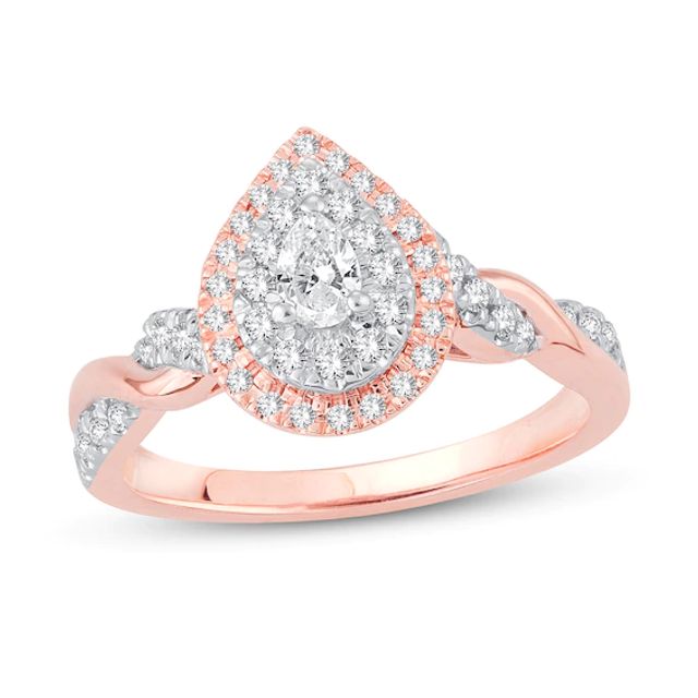 Kay Diamond Engagement Ring 1/2 ct tw Pear & Round 10K Rose Gold