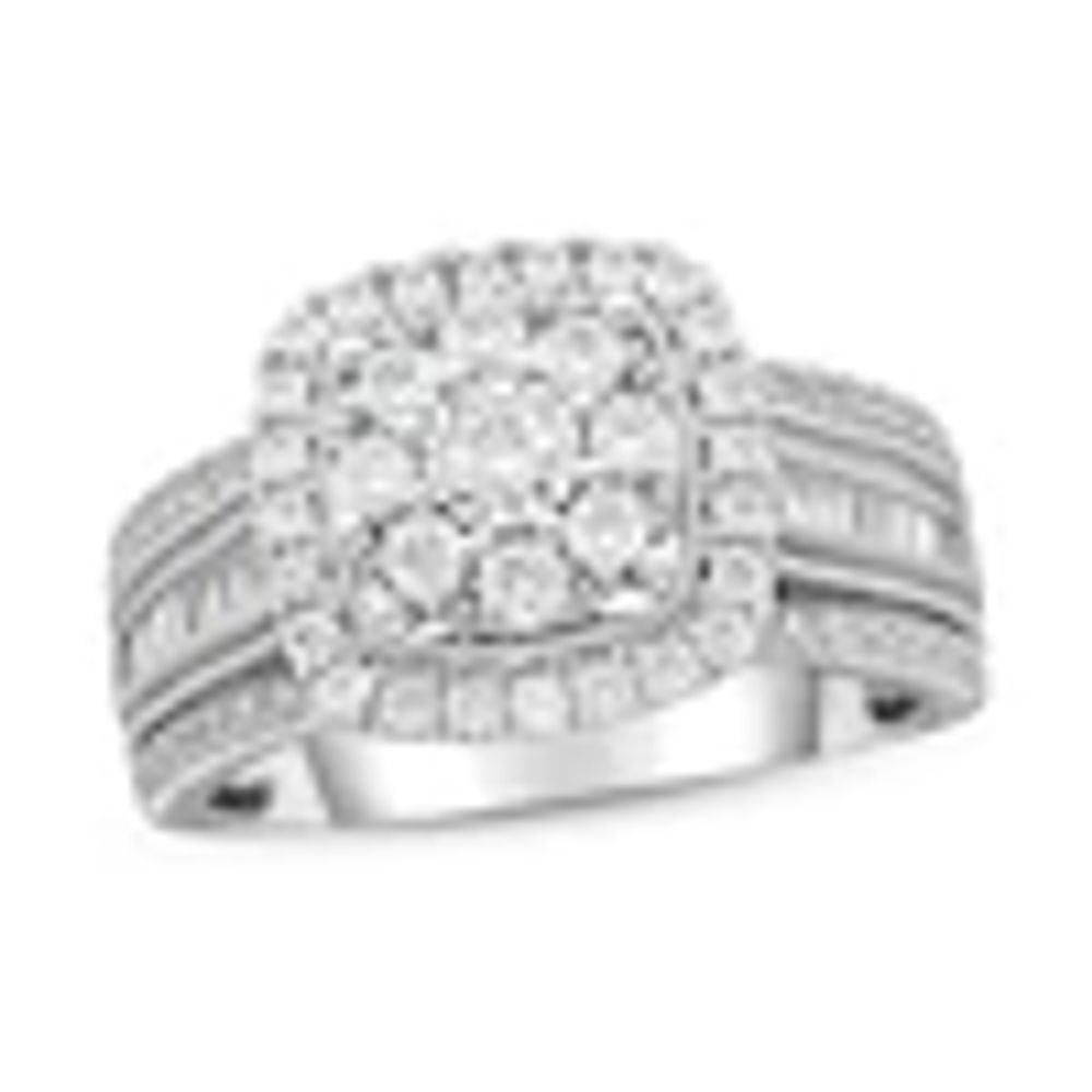 Kay Diamond Engagement Ring 1 ct tw Round & Baguette 10K White Gold