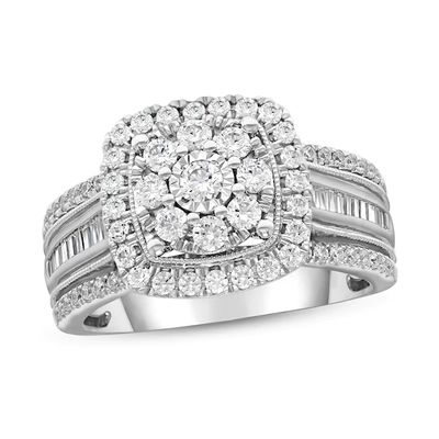 Kay Diamond Engagement Ring 1 ct tw Round & Baguette 10K White Gold