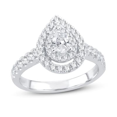 Kay Diamond Engagement Ring 1 ct tw Pear & Round 14K White Gold
