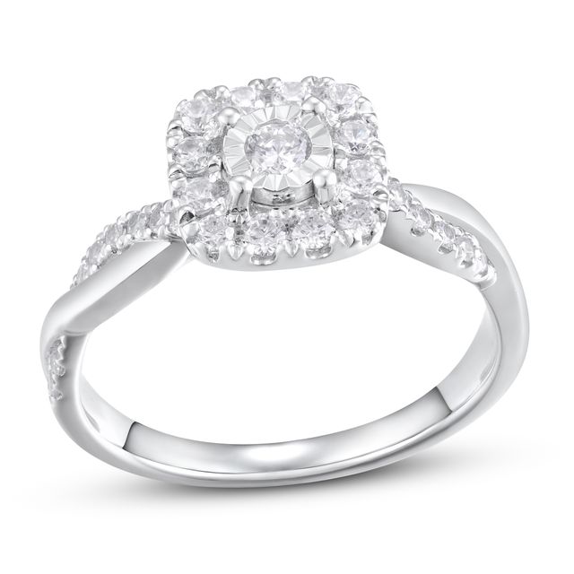 Diamond Engagement Ring 1/2 ct tw Round-cut 14K White Gold