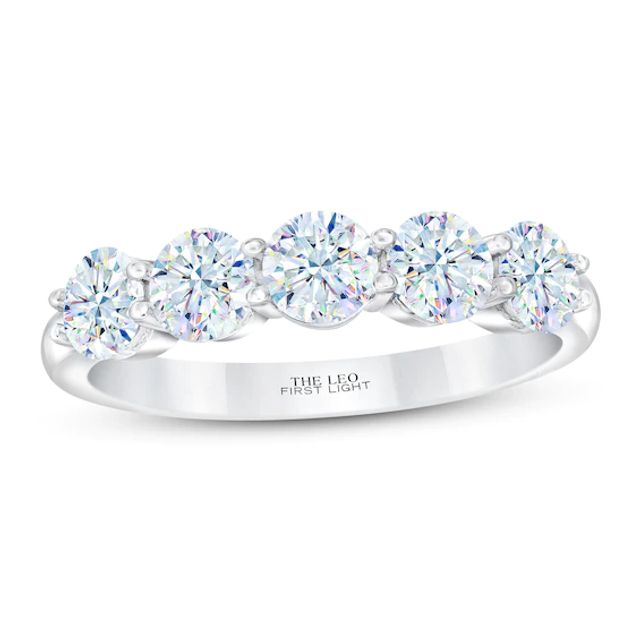 THE LEO First Light Diamond Anniversary Ring 1-1/2 ct tw Round-cut 14K White Gold