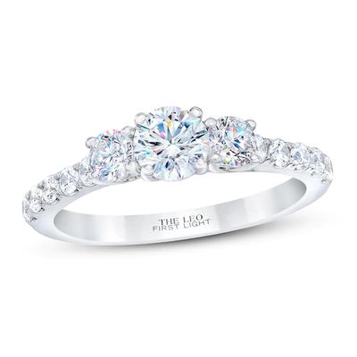 THE LEO First Light Diamond Three-Stone Engagement Ring / ct tw 14K White Gold