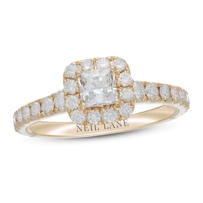 Neil Lane Diamond Engagement Ring 1-1/8 ct tw Princess & Round-cut 14K Yellow Gold